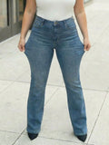Plus Size High Waisted Bootcut Jeans Stretch Denim Pants for Women Casual Daily Wear