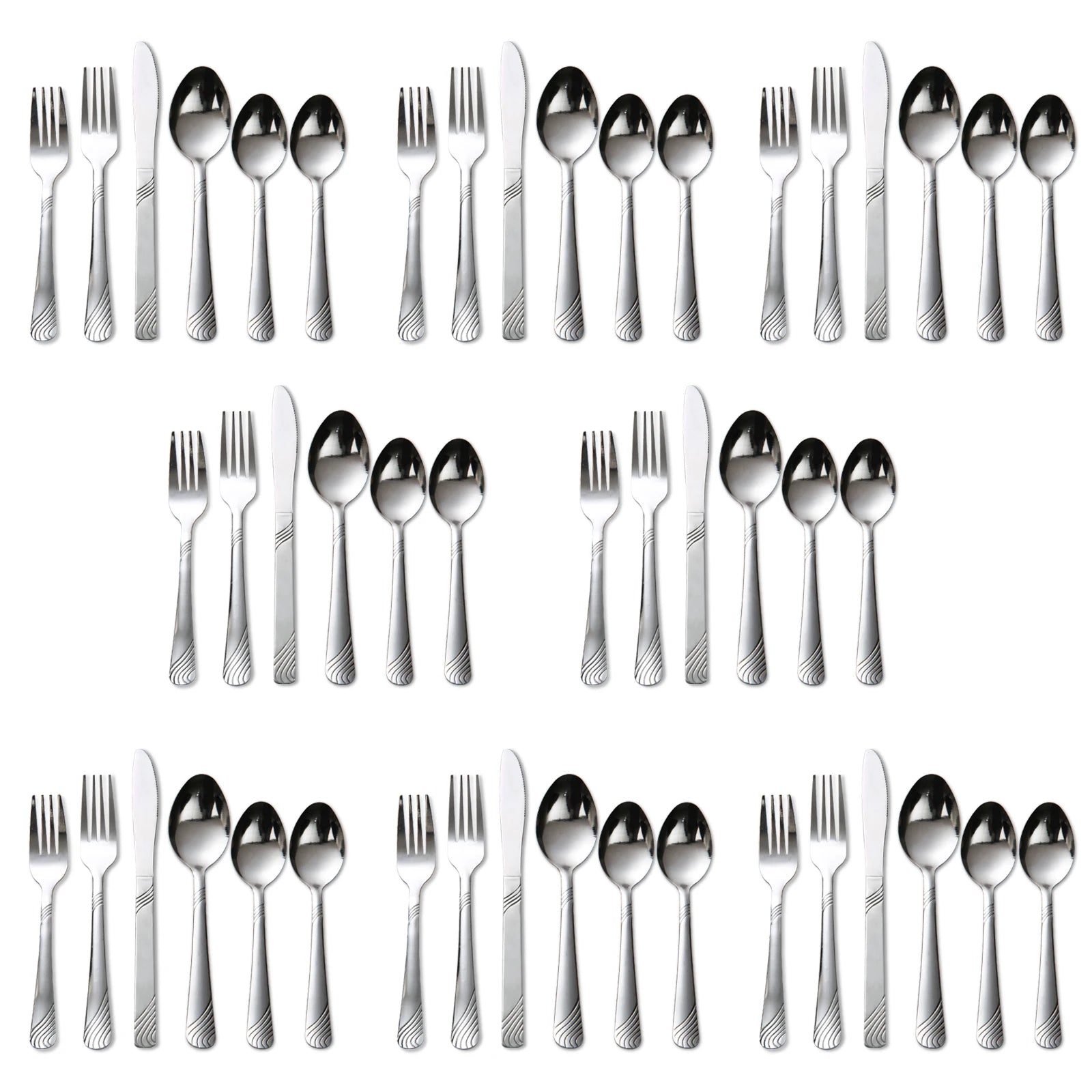 48 Pcs Cutlery Set For 8 Stainless Steel Knife Fork Spoon Tableware Flatware Set Kitchen Dinnerware Gift