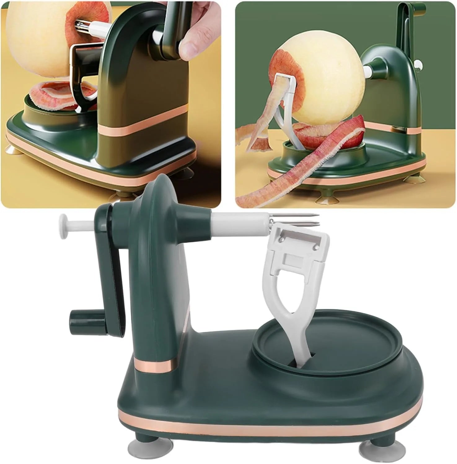 Multi Function Apple Peeler Slicer Corer with Suction Grip Stainless Steel Blade Safe Quick Fruit Prep Kitchen Gadget Tools Home