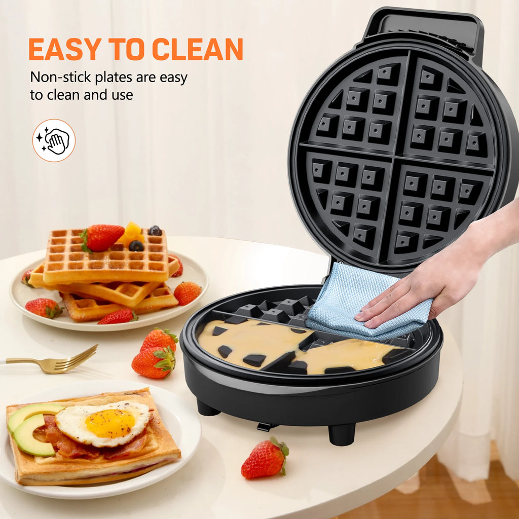 Electric Nonstick 8-inch Waffle Maker, Belgian Waffles, Compact Design,  Easy to Clean, Hash Browns, Snacks, Sandwich, Eggs