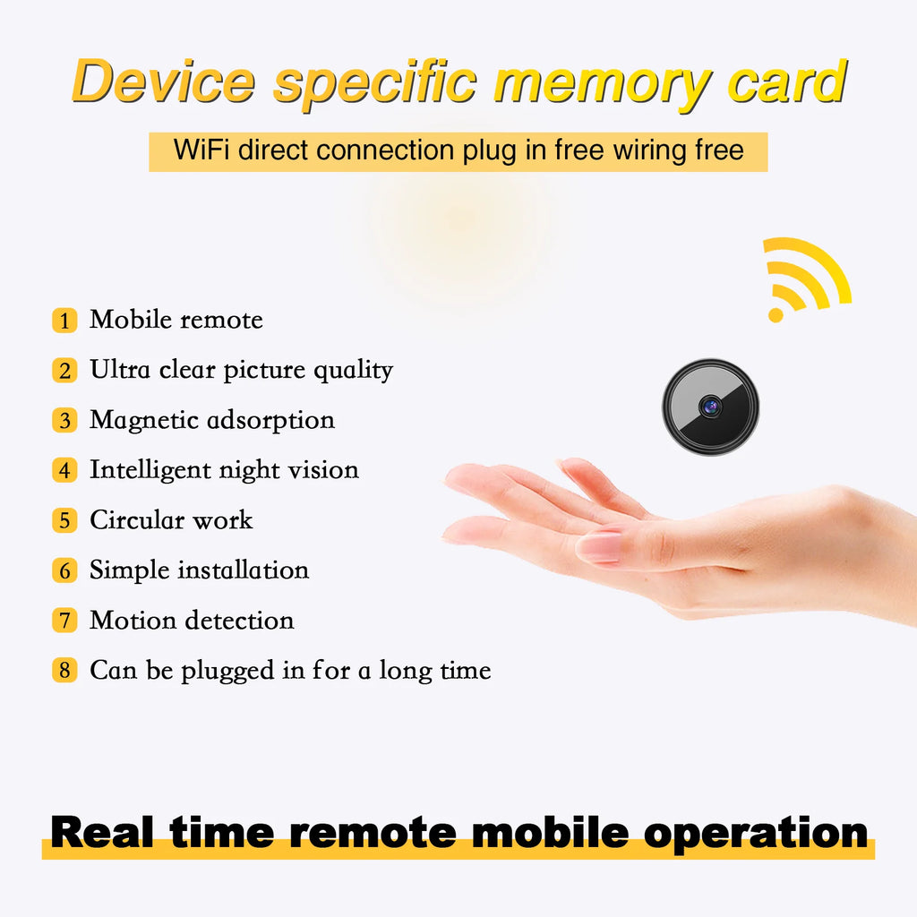 A27 Bluetooth Mini Camera - HD Night Vision Cam with Local Recording