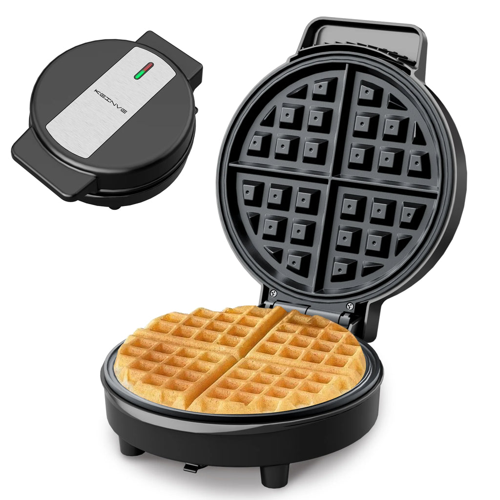 Electric Nonstick 8-inch Waffle Maker, Belgian Waffles, Compact Design,  Easy to Clean, Hash Browns, Snacks, Sandwich, Eggs
