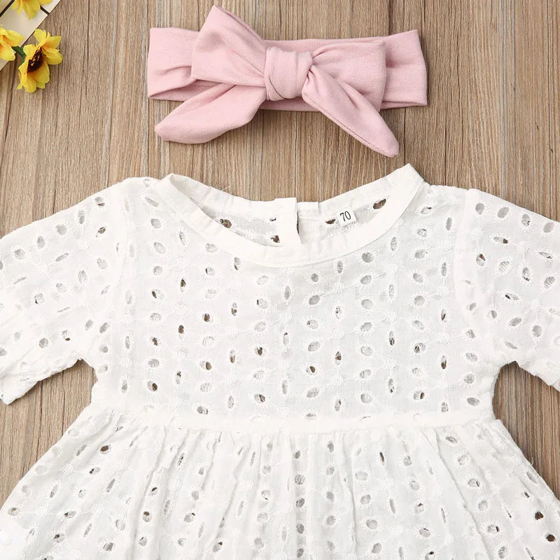 New Fashion 0-24M Lovely Newborn Kid Baby Girl Clothes Set Top T-Shirt Cotton Bow Pants Headband 3PCS Outfit