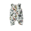 Summer Newborn Baby Boys Girls Sleeveless Romper Casual Animal Tree Print Button Front Jumpsuit Clothes