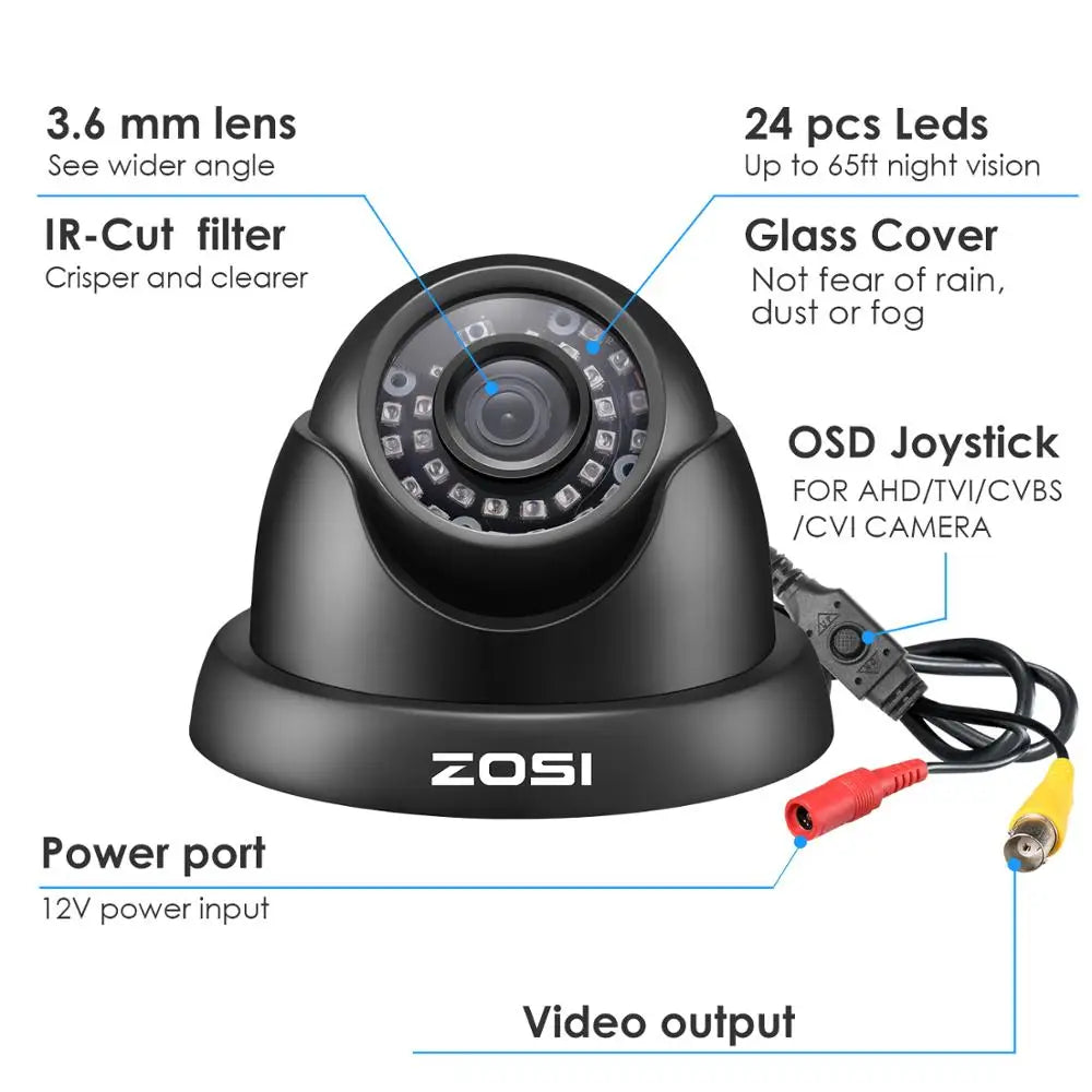 2MP TVI CVI AHD CVBS 4-in-1 Video Surveillance Outdoor Dome Camera HD Weatherproof Home CCTV Security Camera System