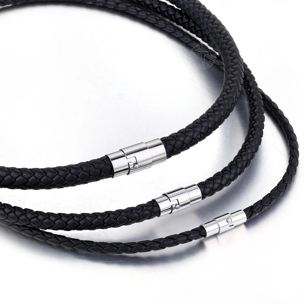 Leather Necklace Choker for Men Women Black Brown Rope Choker Necklaces Wholesale Jewelry  4/6/8mm