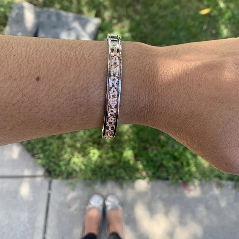 Letters Custom Bangles Personalized Name Detachable Slider Charms Bangles Custom Name Bracelets Bangle Slide