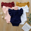 0-18months Newborn Baby Girl Rompers Ruffle Short Sleeve Bodysuit For Infant Girls Solid Black Pink White Summer Playsuits