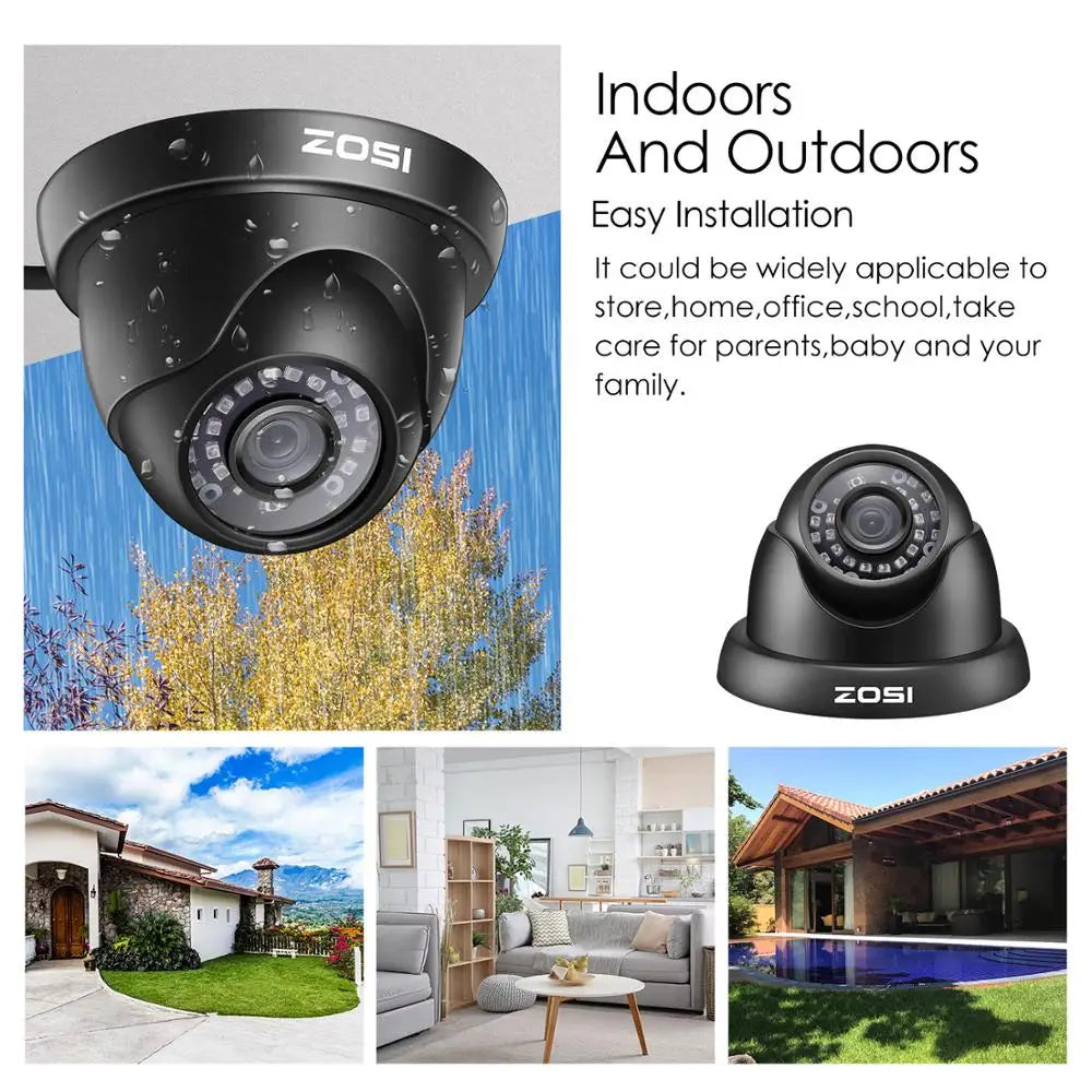 2MP TVI CVI AHD CVBS 4-in-1 Video Surveillance Outdoor Dome Camera HD Weatherproof Home CCTV Security Camera System