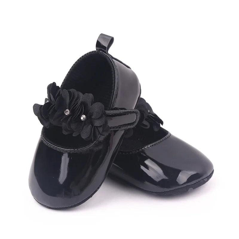 Toddler Girls Adorable Mary Jane Flats Shoes with Bowknot Decor Soft Sole PU Leather First Walkers Non-Slip Princess Shoes for