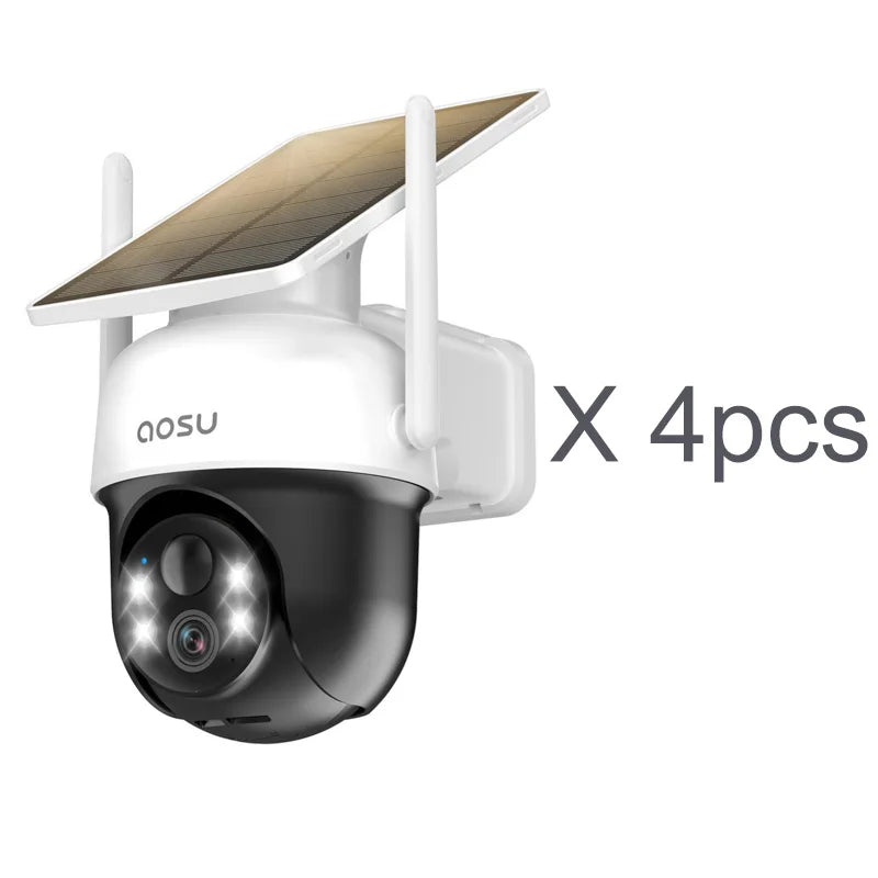 2/4/6/8pcs 3MP Solar Camera 5000mAh Battery Two-way Audio Security Camera Wireless Solar Panel PTZ CCTV Camera