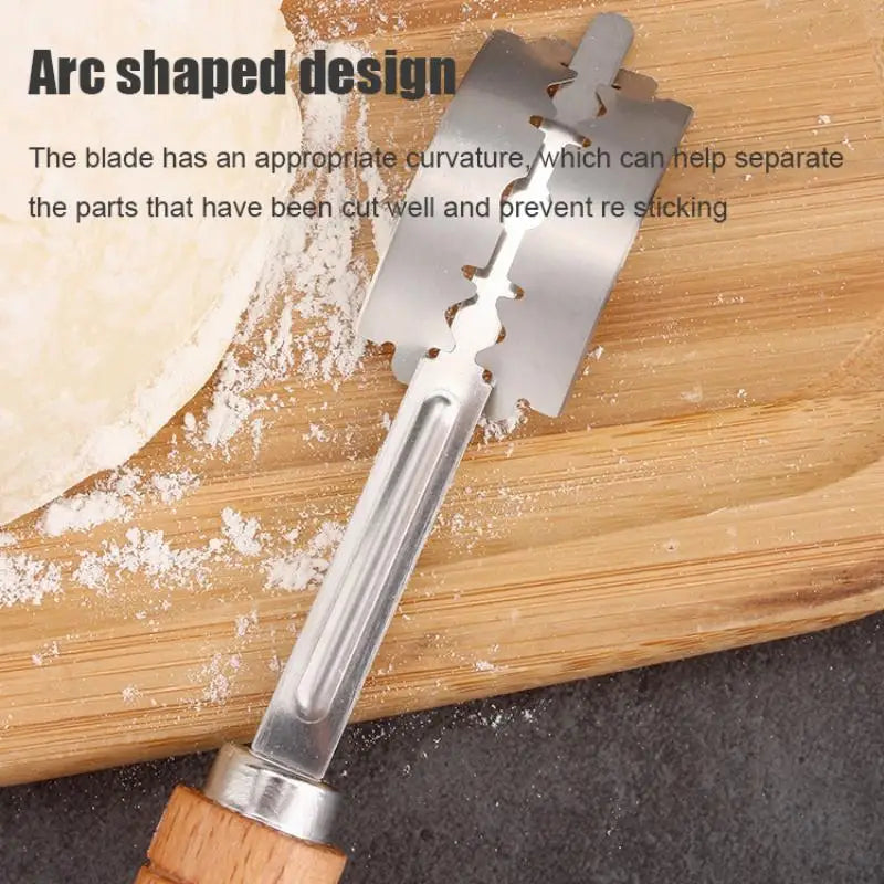 Bread Pastry Cutter with 5 Blades, Toast Curved Bread Knife, Wooden Handle, Baking Accessory, Pastry Spatulas