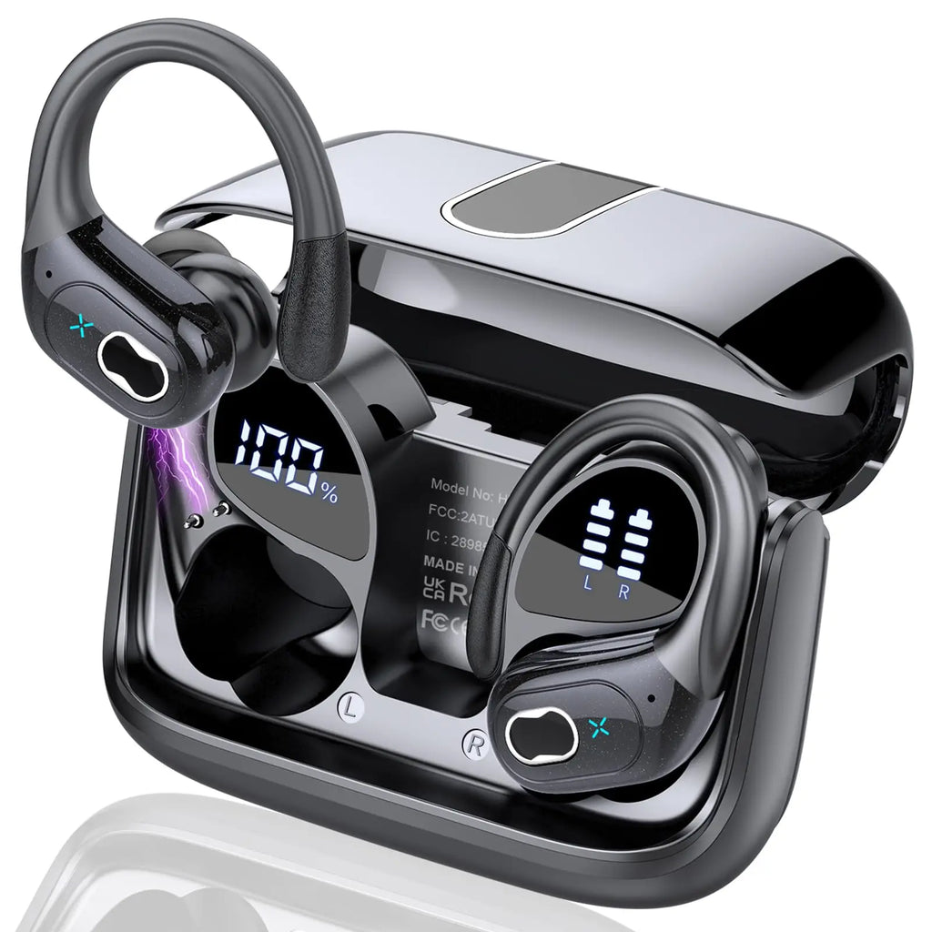 Earbuds Bluetooth 5.4, 75H Playtime Hi-Fi Stereo Deep Bass, ENC Mic IPX7 Waterproof Ear hooks Sport Earphones.