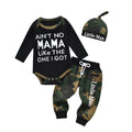 Newborn Baby Boy Clothes Long Sleeves Letter Print Romper Camouflage Long Pants Hat 3pcs Outfits Set