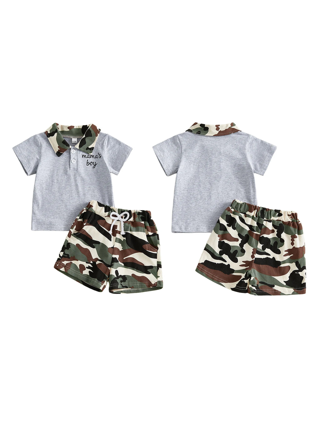 Boys Summer Outfit Set Short Sleeve Shirt with Embroidered Letters and Camouflage Shorts Toddler Boys Clothing Set for a