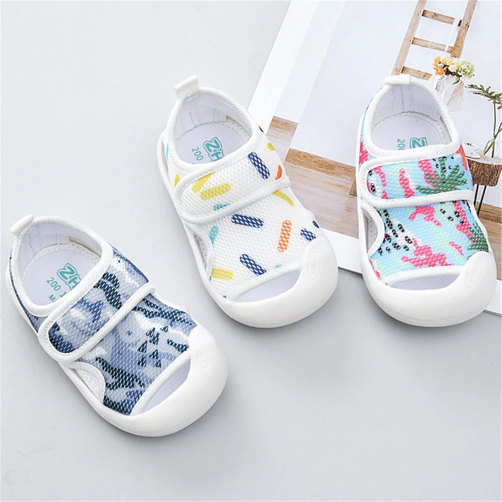Baby Slides Shoes Summer Infant Toddler Girls Boys Shoes Sandals Flat Bottom Non Slio Half Open Toe Slip Preemie Baby Boy Socks