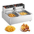 12L Electric Deep Fryer w/Dual Removable Tanks Commercial Countertop  Fryer for Chicken French Fries Frying Chips