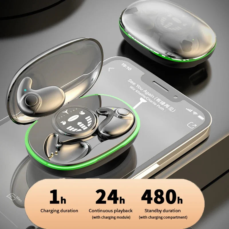 Invisible Sleep Earphones Wireless, Waterproof Noise Reduction Earbuds Touch Control Headsets