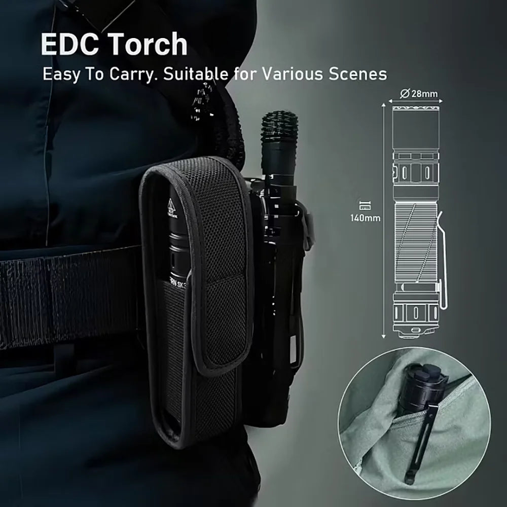 Tactical Flashlight SFT70 LED Light 6500K 21700 USB C Rechargeable Torch Double Switch