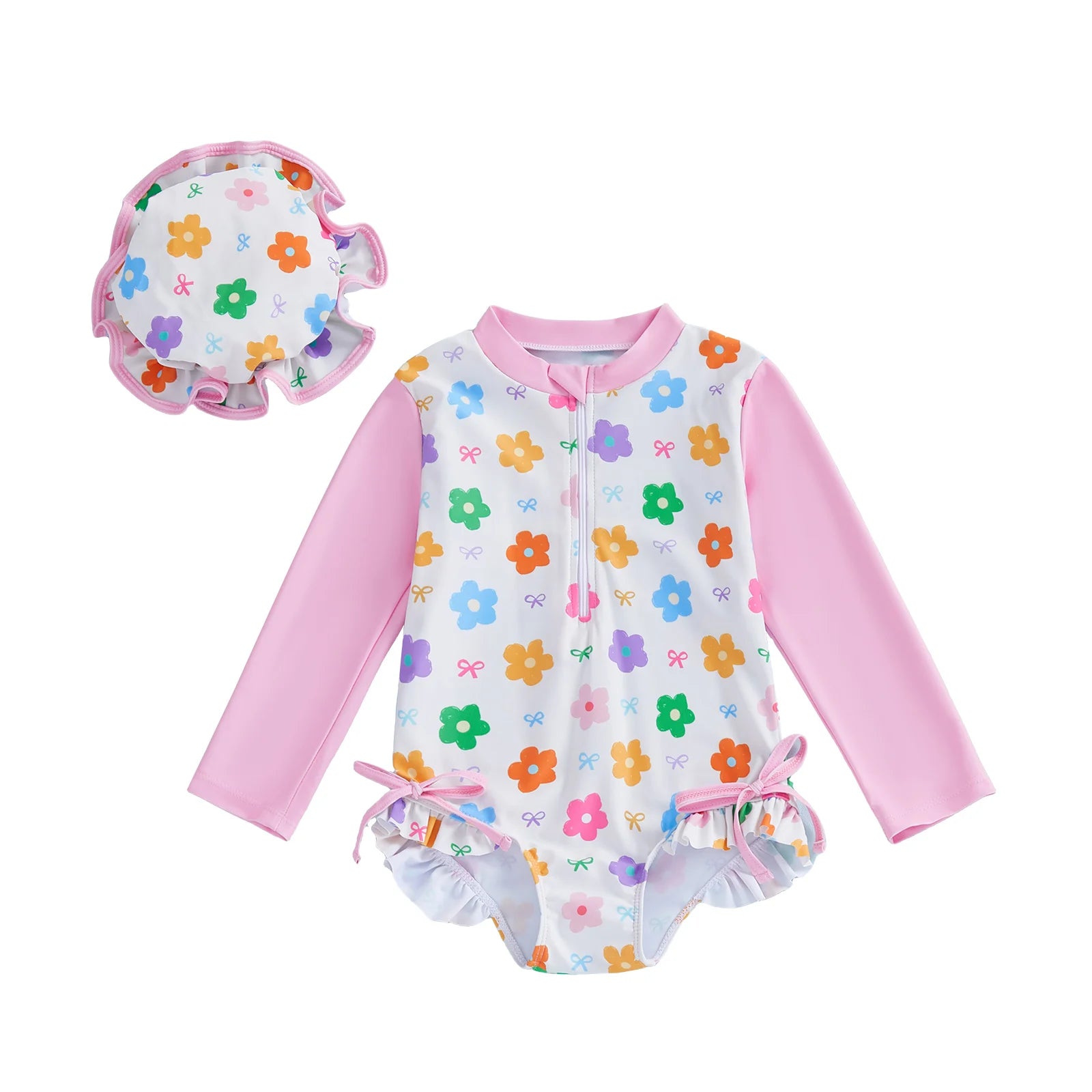 Baby Girl  Swimsuit with UPF 50 Sun Protection and Cute Ruffle Detail for Beach Pool Vacation