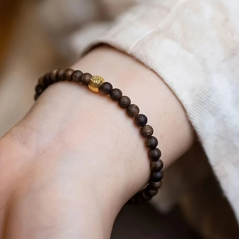 Vintage Style Handmade Wooden Bead Bracelet for Men and Women Simple and Daily Bracelet Accessories