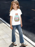 Children's Kids Cotton T-Shirt Glass Bottle with Pebbles and Aquatic Plants for Boys Girls Unique Pet Theme