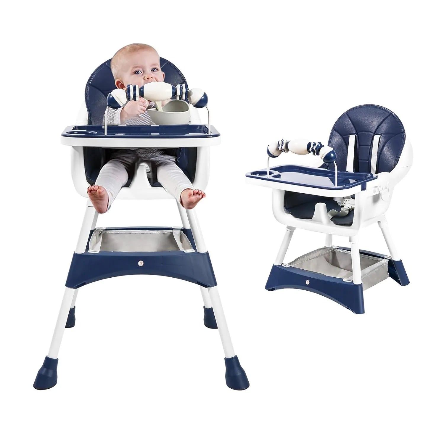 Foldable High Chair – Easy to Clean, Padded Seat with Footrest, Tray & Cup Holder