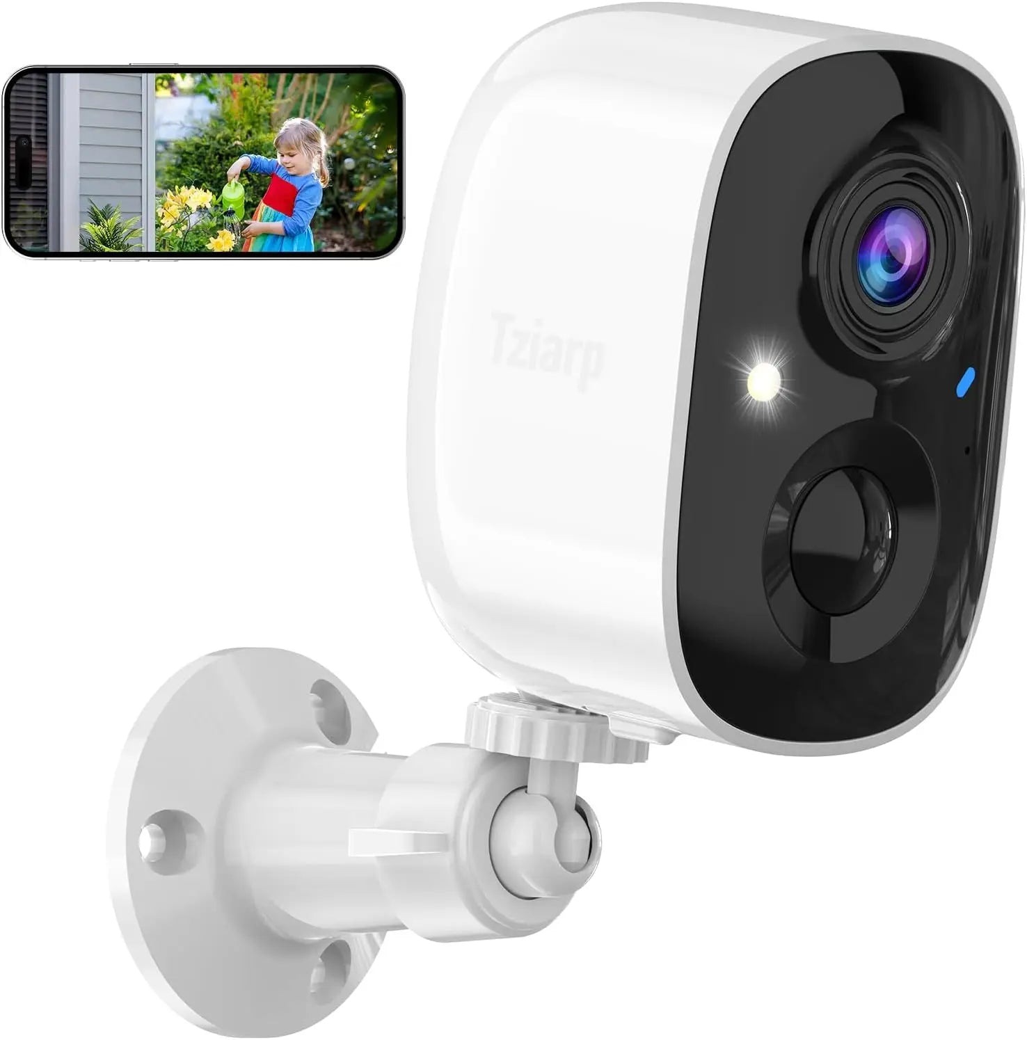 2K UHD Smart Wireless Security Camera for Indoor and Outdoor Use, Battery Powered WiFi Camera with Color Night Vision, Motion Detection, Two Way Audio, Weatherproof Design, Cloud and SD Card Storage for Home Security, Only Co