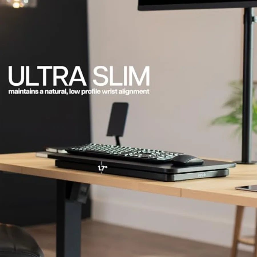 sit-stand workstation: 24-inch single-top scissors lift keyboard and mouse riser, height adjustable laptop desk, blac