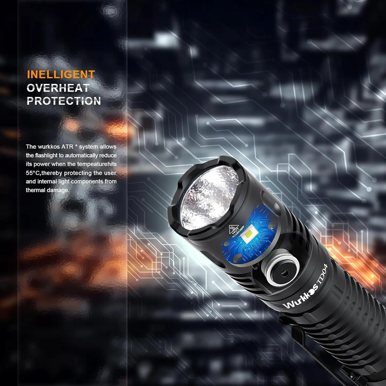 TD04 Flashlight 21700 Rechargeable Dual-Mode Tactical Flashlight USB-C Interface 3000 Lm Everyday Carry with Tail Switch