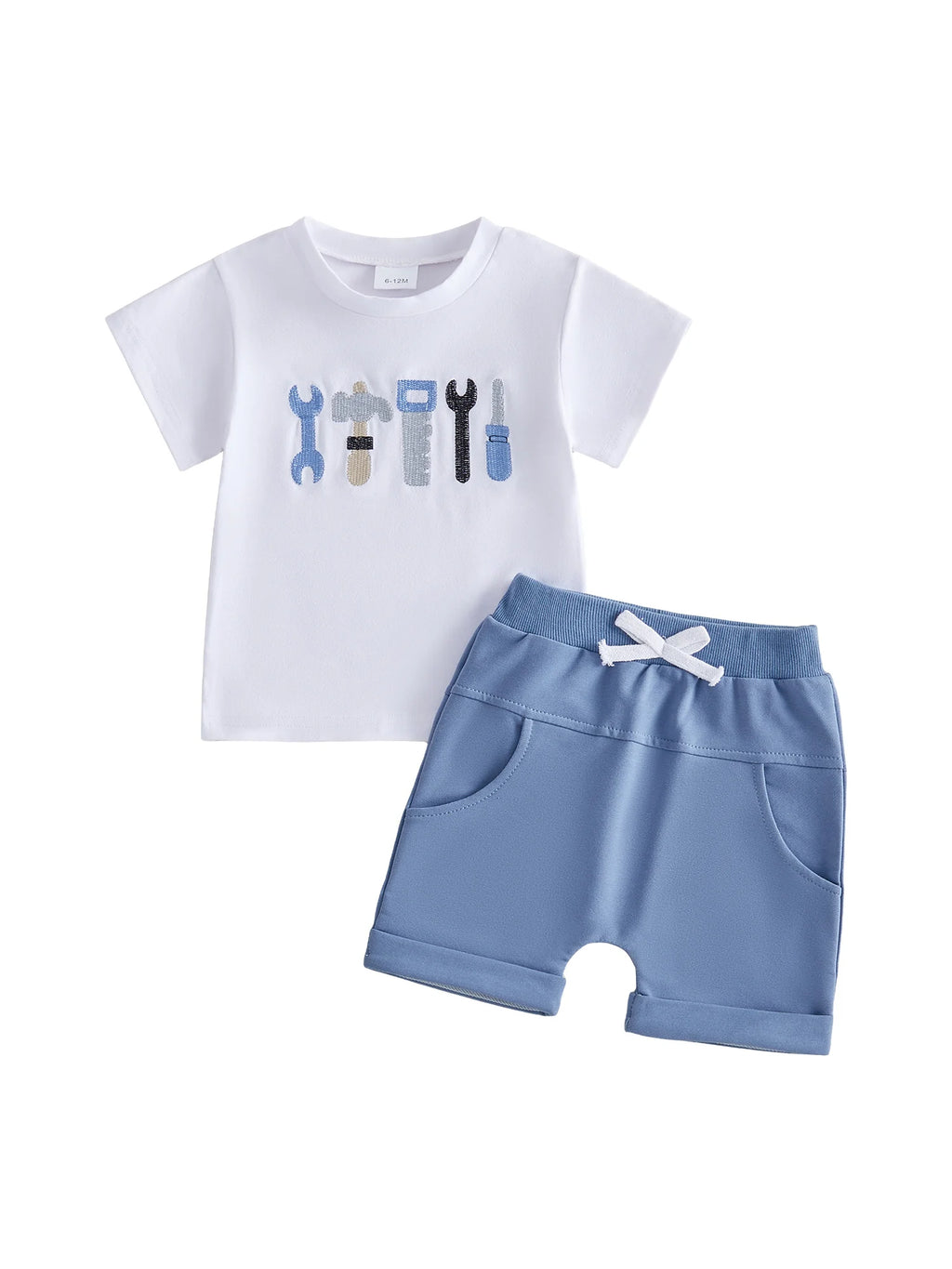 Adorable Baby Boys 2 Piece Outfits Summer Stylish Dinosaur Print Short Sleeve Round Neck Tops and Shorts Set for Playtime