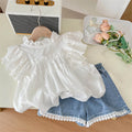 Clothes Crop Toddler Baby Girls Outfits&Set Cute Doll Shirt Top With Denim Shorts Summer Outdoor Casual Cute Baby Stuff