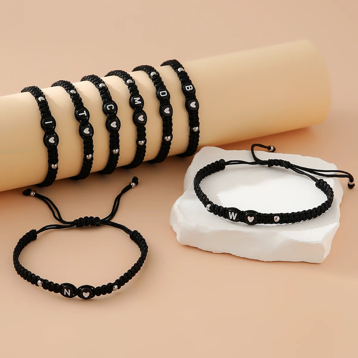 26 Alphabet Initials Heart Bracelet Jewelry Handmade Collapsible A-Z Name Braided Bracelet Women Men Friendship Couple Gift