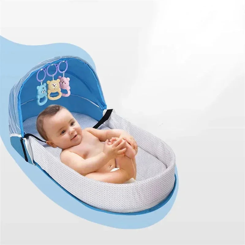 Portable Newborn Baby Bed - Travel Crib, Foldable Anti-Stress Bassinet for Baby