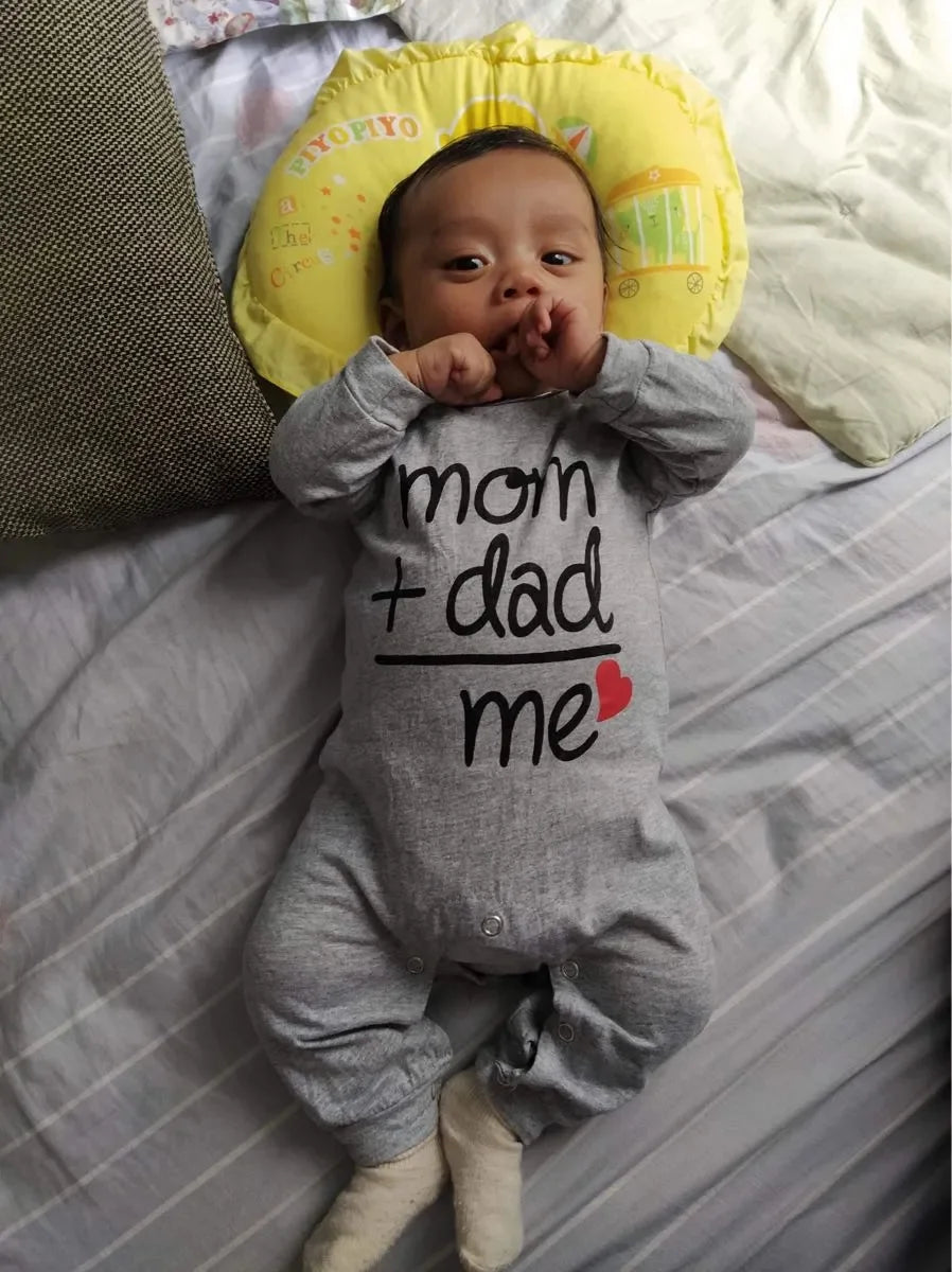 Newborn Infant Baby Boys Girls Rompers Long Sleeve Letter Print Jumpsuit