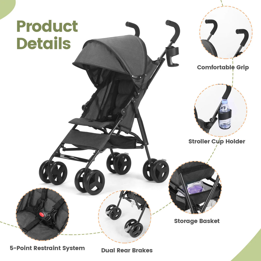 Lightweight folding High-view Baby Stroller Can Sit or Lie Down Portable Travel Babyshock-absorbing Stroller Four-wheel