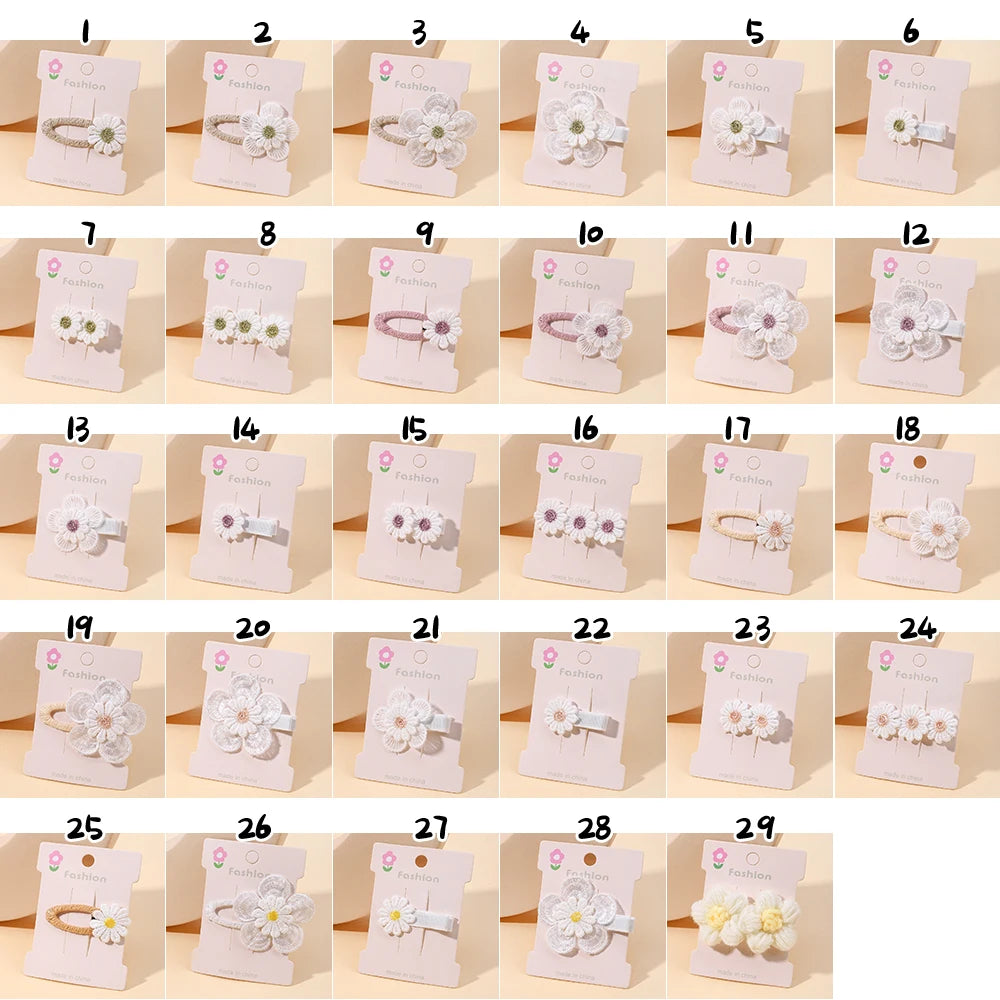 1/2/4 set Ins Daisy Flower Hair Clips Baby Girl Hairpins for Kids Lace White Barrette Princess Hooks Infant Accessories