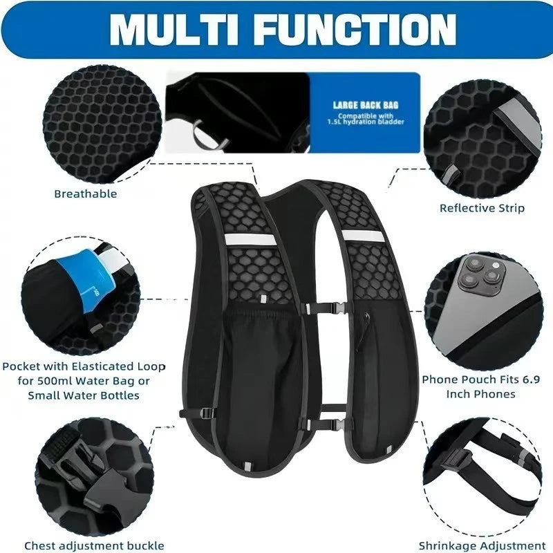 Lightweight Outdoor Hydration Backpack Ergonomic Water Holder for Running Cycling Walking Kayaking Unisex Hiking Travel Casual Sports Daypack Shoulder Bag Gift for men/woman