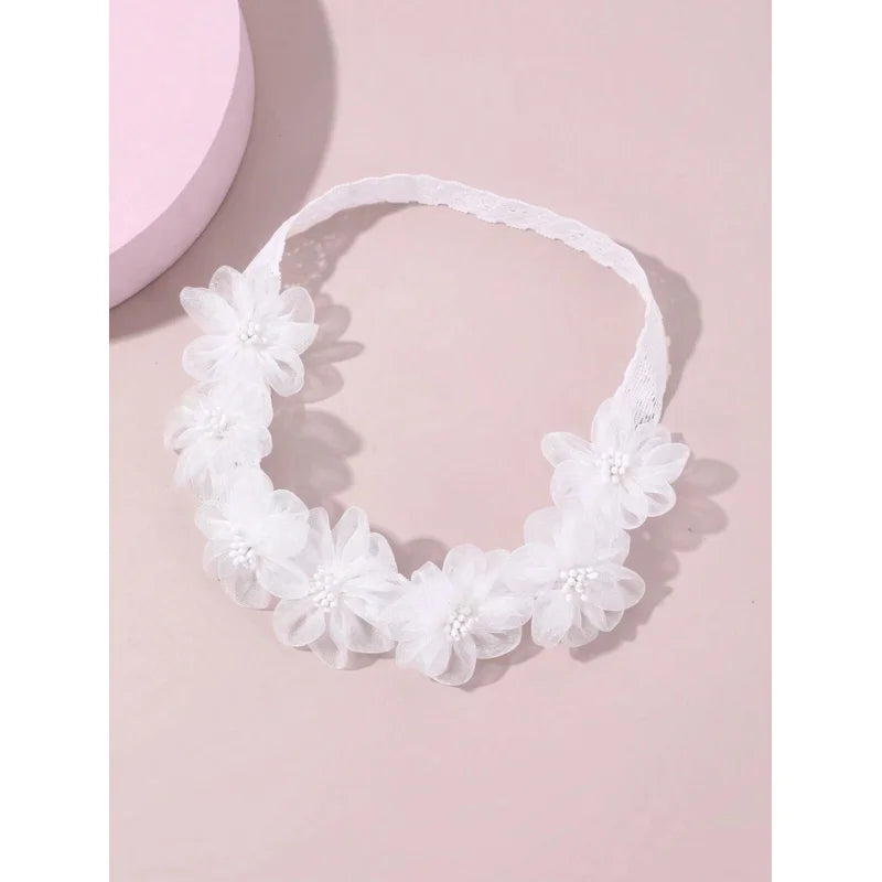 1pc Girls‘ Sweet White Flower Headband, Cute Floral Hair Accessory for Daily Decoration