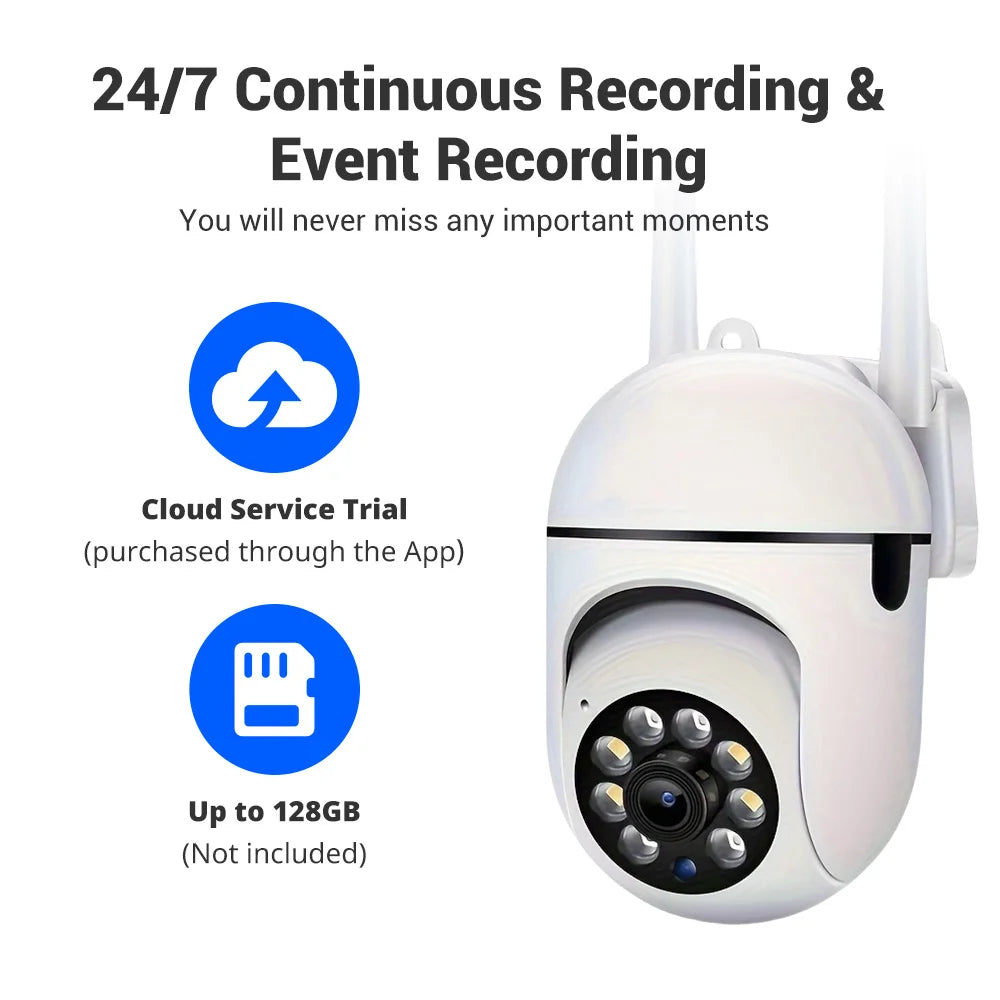 2PC Ease Life APP Wireless 1080P HD Indoor/Outdoor WiFi Security Camera, Color Night Vision, 2-Way Audio, 360° Pan/Tilt/Zoom, Mo