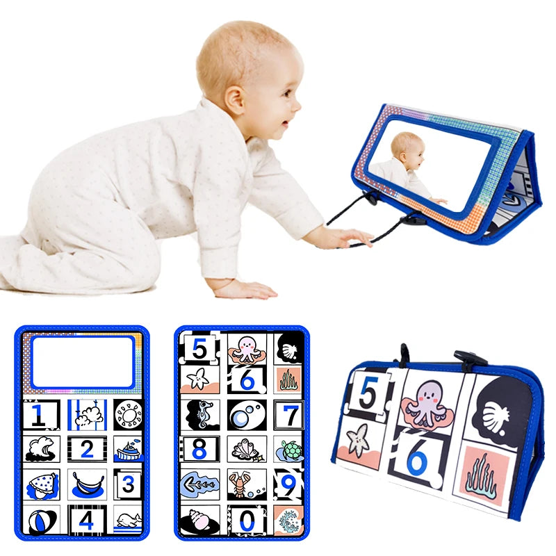 Colorful Newborn Mirror Toy, Baby Tummy Time Play, Promotes Baby Development, High-Contrast Sensory Crawling Activity Toy