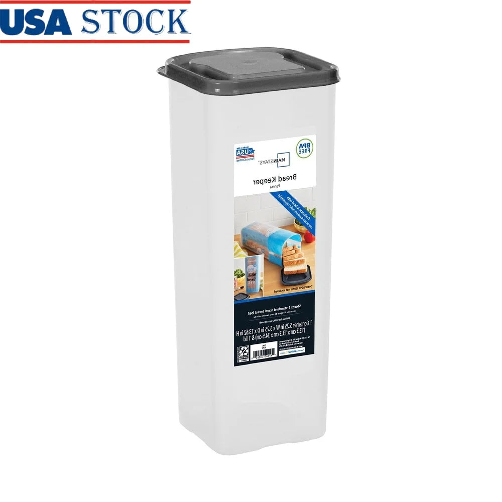 Clear Plastic Bread Storage Container Durable Food Keeper Freshness Organized Kitchen Storage Solution 5.25x5.25x13.62 Inches