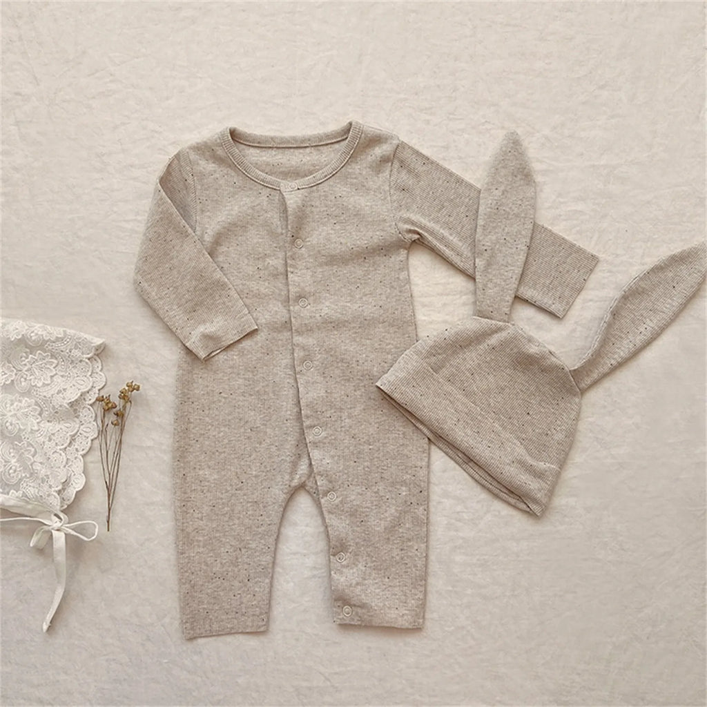 Baby Button Romper Baby Boys Girls Bunny Outfit My First Easter Outfits Infant Newborn Ribbed Button One Month Baby Boy Clothes
