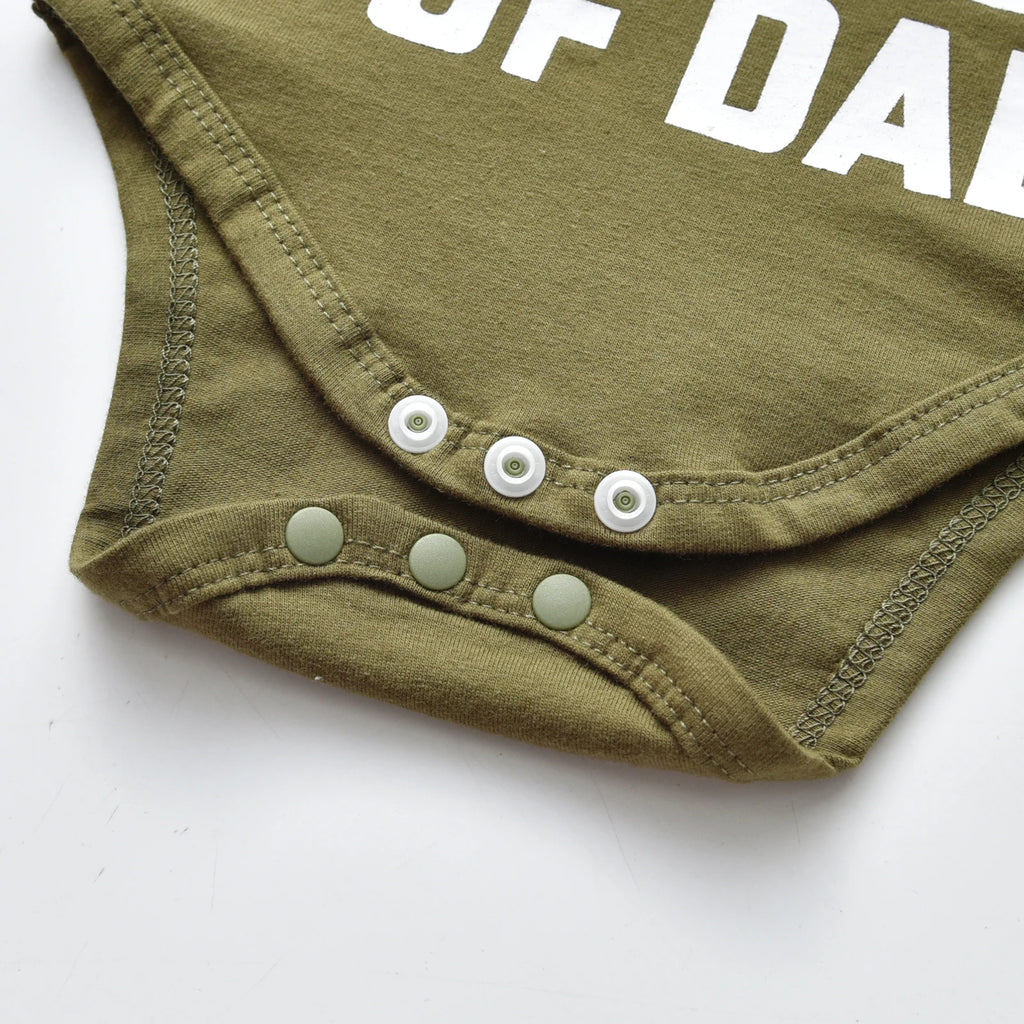 Newborn Infant Baby Boy Clothes Long Sleeve Letter Printed Bodysuit Tops Camouflage Pants Hat 3pcs Outfits Set