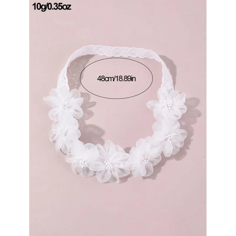 1pc Girls‘ Sweet White Flower Headband, Cute Floral Hair Accessory for Daily Decoration