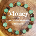 Money Attracting Bracelet, Wealth Luck Bracelet with Green Aventurine Tiger Eye
