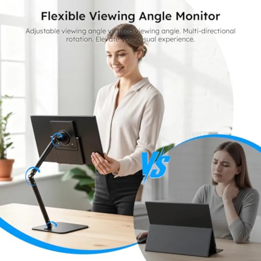 Portable Monitor, 15.6" FHD 1080P IPS Travel Monitor for Laptop, Foldable Magnetic and Carry Case Included, USB-C Screen Extend