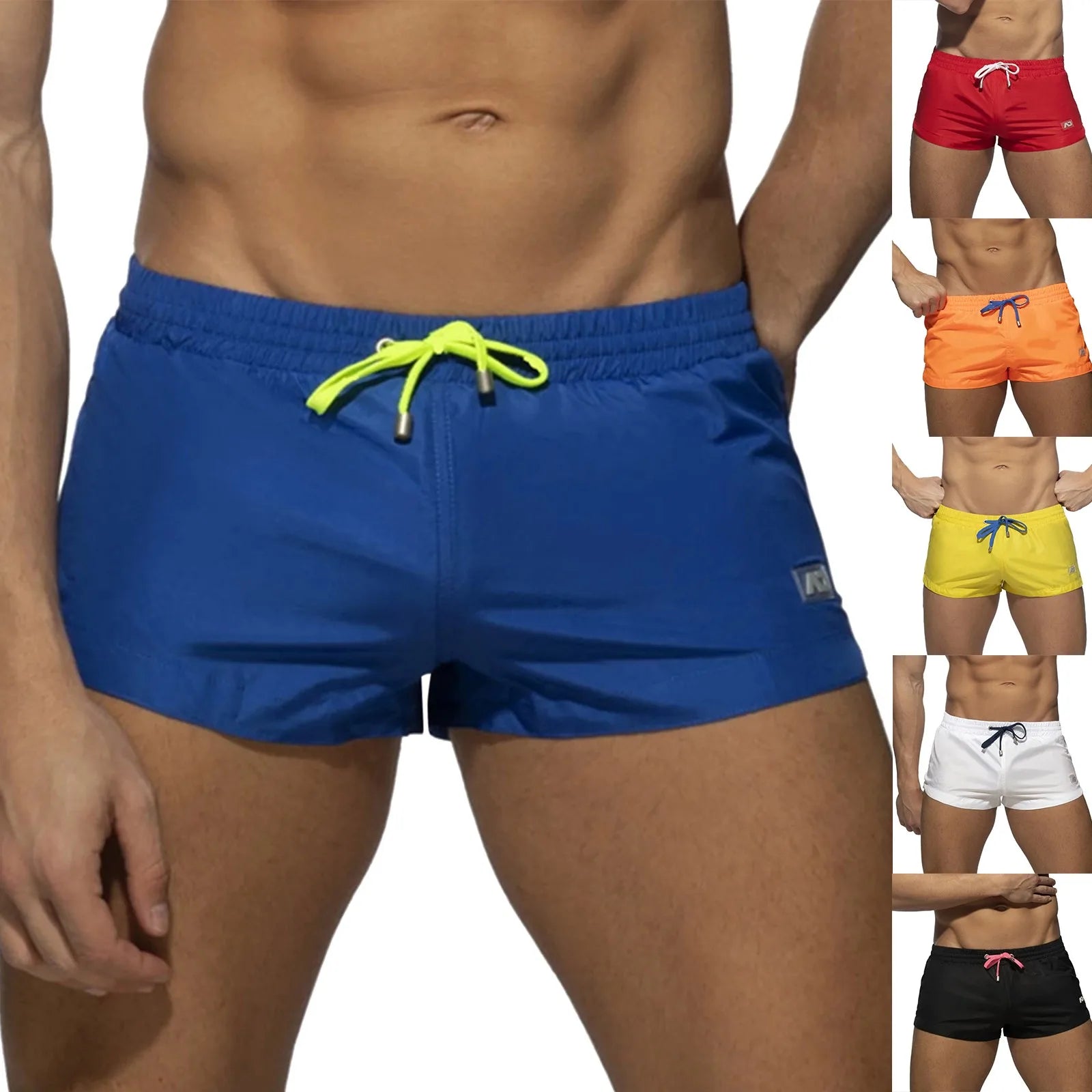 Male Spring Summer Ultra Shorts Solid Color Elastic Waist Drawstring Comfort Mini Shorts Men Beach Wear Shorts