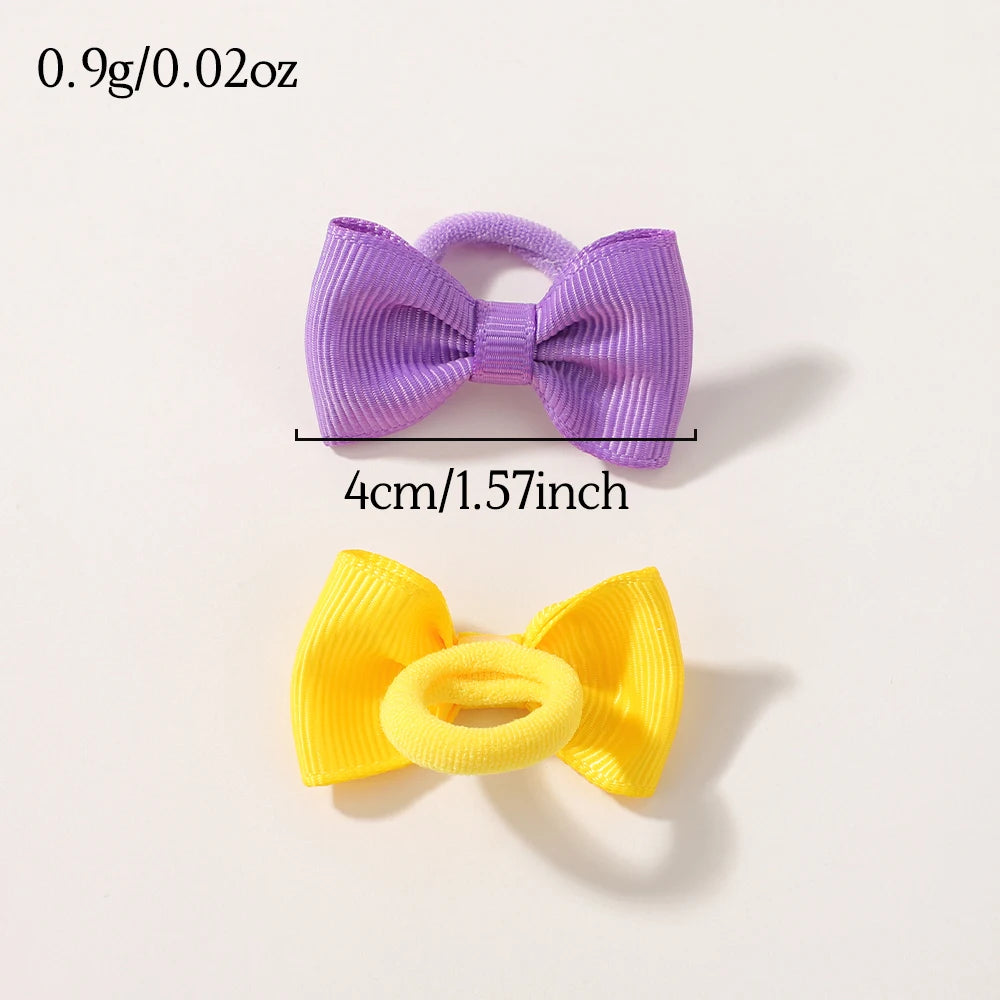 20/40pcs Cute Bow Elastic Non-slip Hair Ties Random Color Suitable for All Occasions Festive Photography Soft Hair Accessories