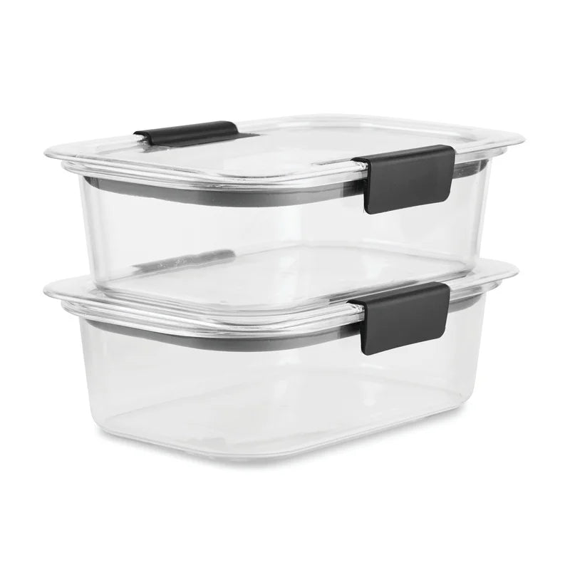 Leak Proof Food Storage Containers Set of 2 Airtight Crystal Clear Stain Resistant Microwave Safe Modular Design Organizing